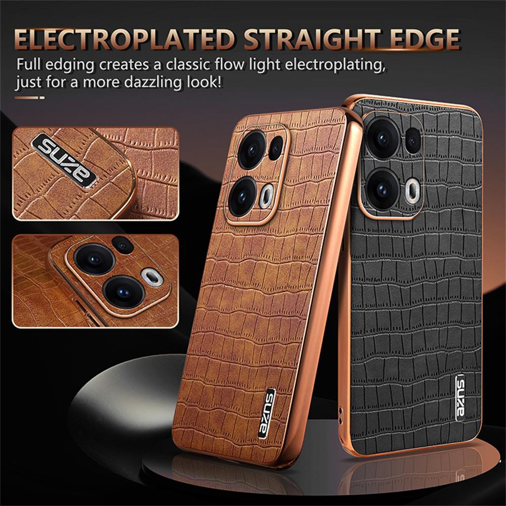 AZNS For Oppo Reno13 Pro 5G Case Electroplating Crocodile Texture PU + TPU Phone Cover