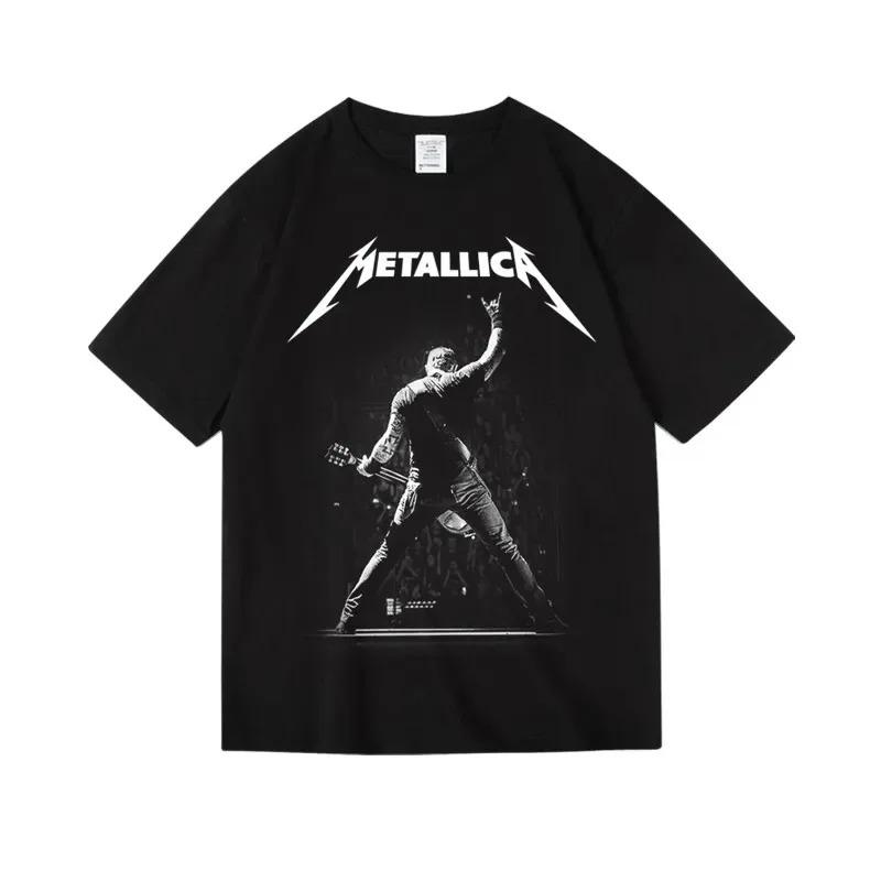 Men's T-shirt Streetwear Heavy Metal Band Metallica Oversized T-shirt Men Trendy Short Sleeve Cotton High Quality Loose Casual Female Male Clothing