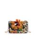 Contrast color flash flower sequin bead box clutch bag women's banquet satin dinner bag