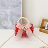 Red Cute Delightful Bowknot Childrens Handbag With Trendy Chain And Handle Pearl