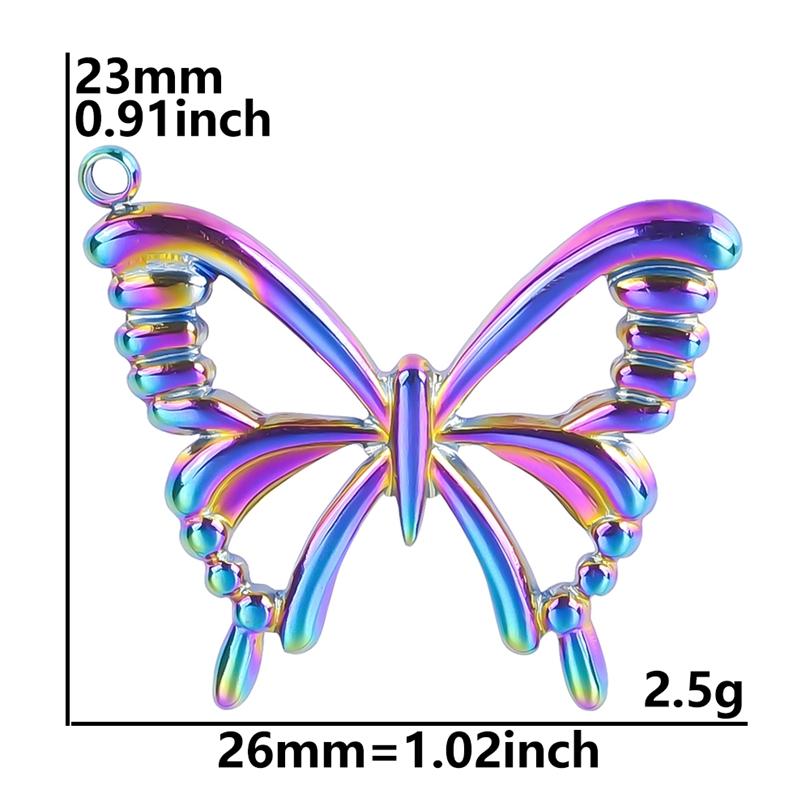 Fashion Rainbow Color Stainless Steel Butterfly Charms For Jewelry Making Supplies Animal Pendant Charm Bee Wolf Insect Findings