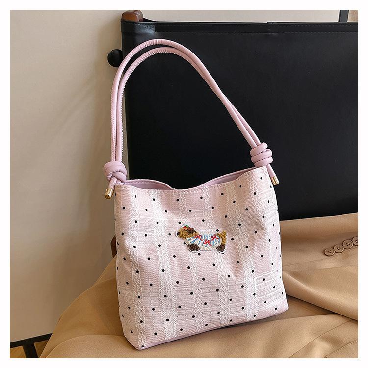 Fresh And Sweet Shoulder Canvas Bag Women'S Niche Design Versatile Underarm Bag Women'S Casual Large-Capacity Messenger Bag