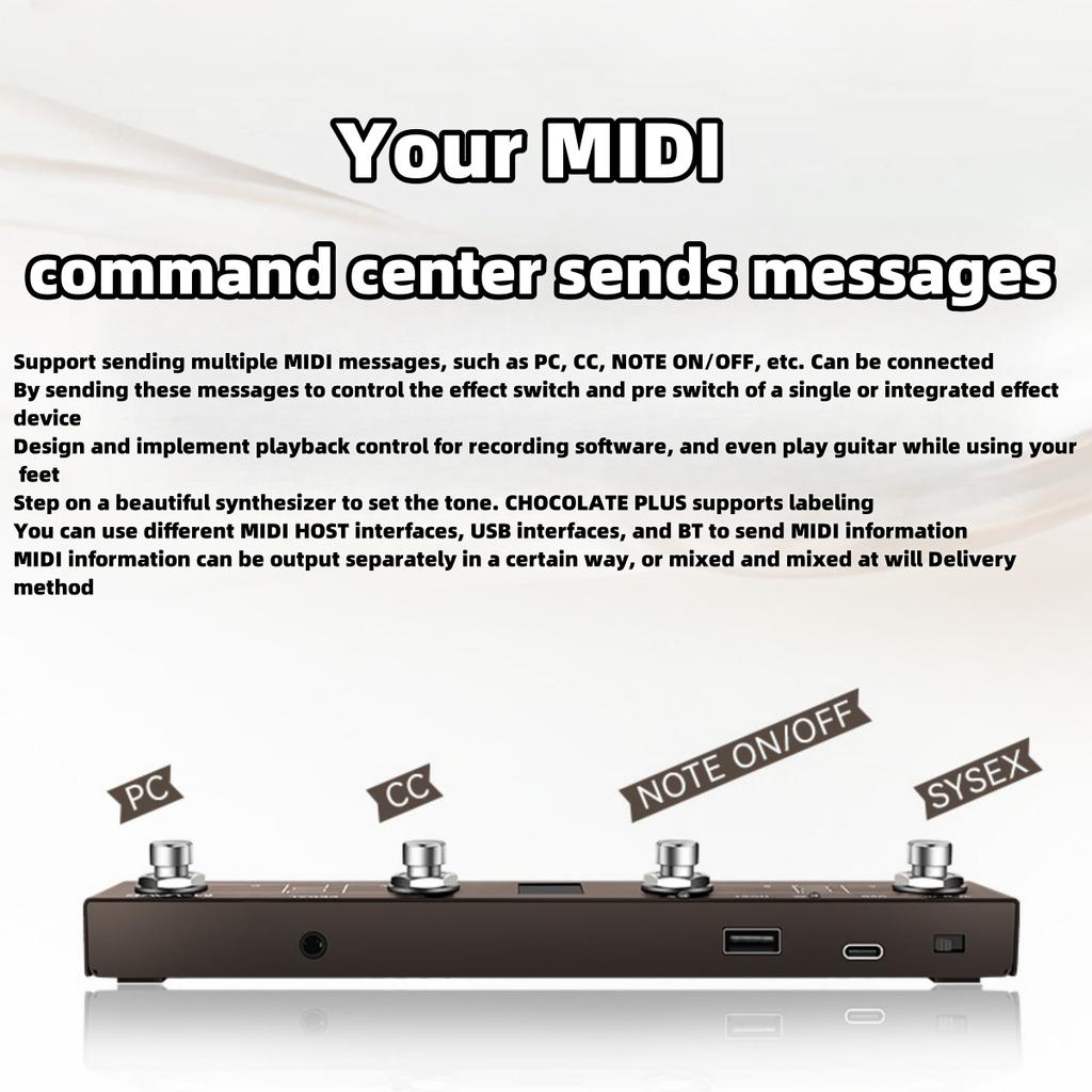 Chocolate Plus MIDI Footswitch Controller/4 Buttons/USB Rechargeable/APP Control/Portable for MIDI Foot Controller Pedal