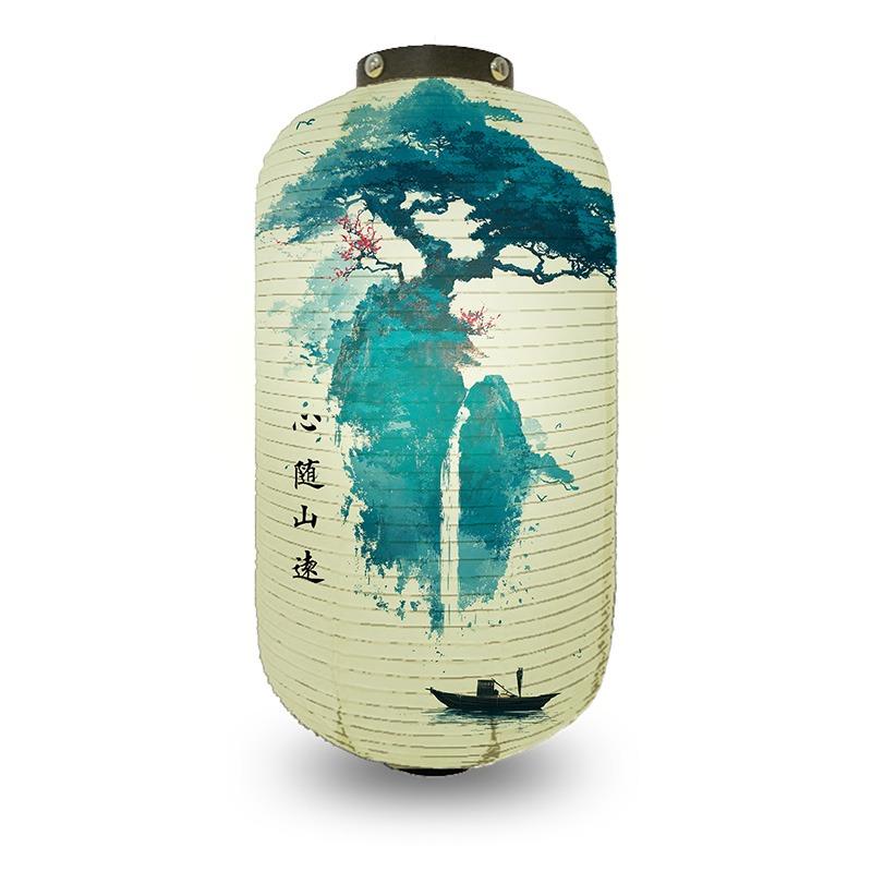 Chinese Pine Tree Scenery Pattern Lantern Outdoor Traditional Cylinder Lantern Wedding New Year Festival Decoration Lantern