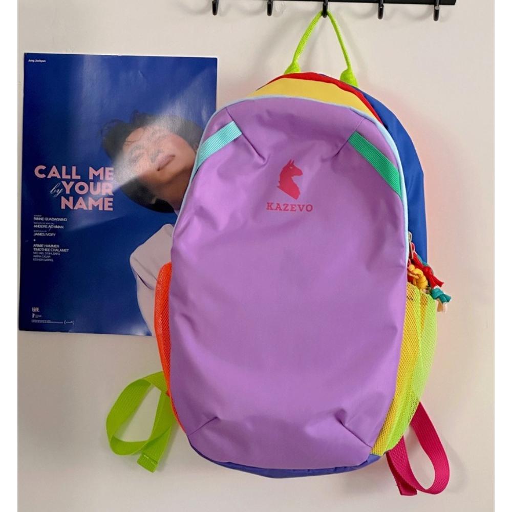 Dopamine Color-blocking Backpack Lightweight Portable Bag Ideal for Hiking Trekking Camping Outdoor Travel & Study Tours