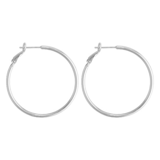 1 Pair Women Ear Different Polished Sizes Circle Earrings Hoop Solid Color Electroplated Ear