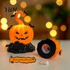 Mysterious Theme Party Supplies 2Pcs Halloween Pumpkin Night Light, Flameless LED Candle Lamp with Bat Battery Operated Lights Decor, Plastic Tabletop