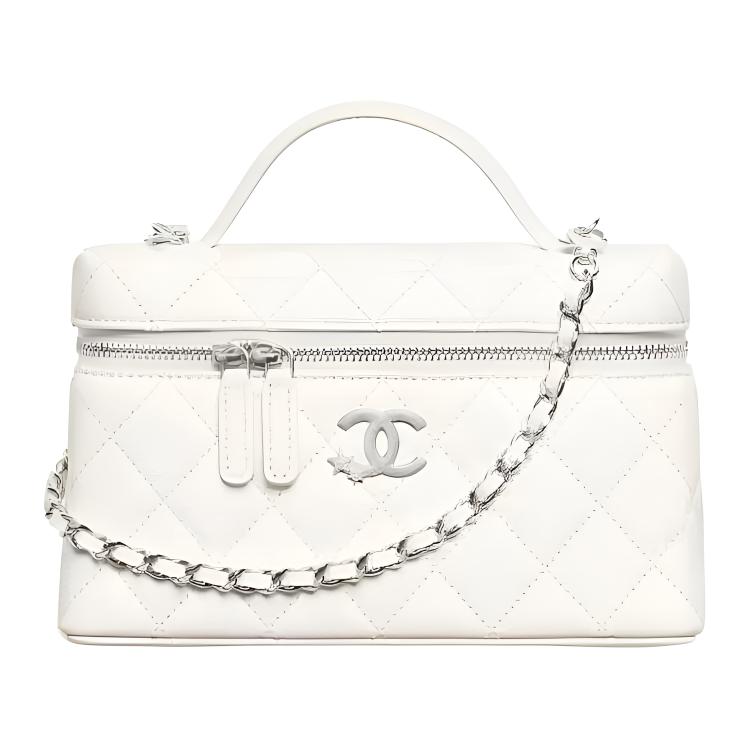 

Chanel 25b Зіркова Серія Класичний Логотип Шкіра з Частинками Сріблястий Ланцюг Сумка через Плече Ручна Сумка Для Жінок Білий Box(Basic Set+Box) білий