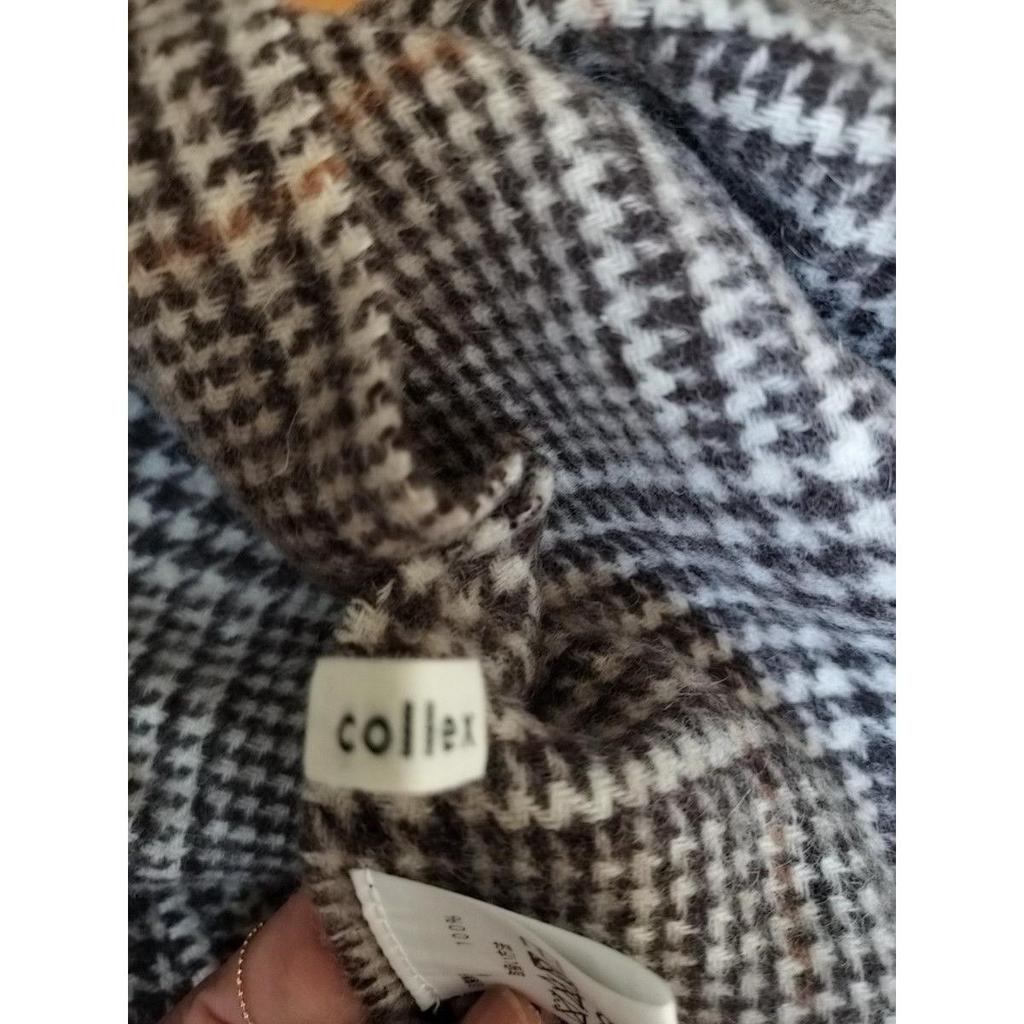 Used Plaid Scarf, Large Stole, Stole, Brown, Camel, Wool