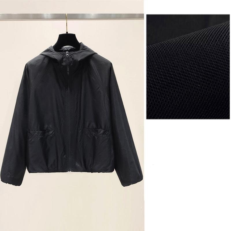 Women Solid Color Loose Fit Sunscreen Clothing Jacket Female Thin Hooded Long Sleeved Sunscreen Clothing Coat