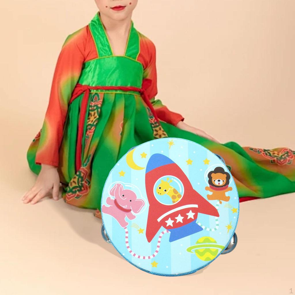 Wood Handheld Tambourines Double Rows Tambourine Drum Bell for Game Toys