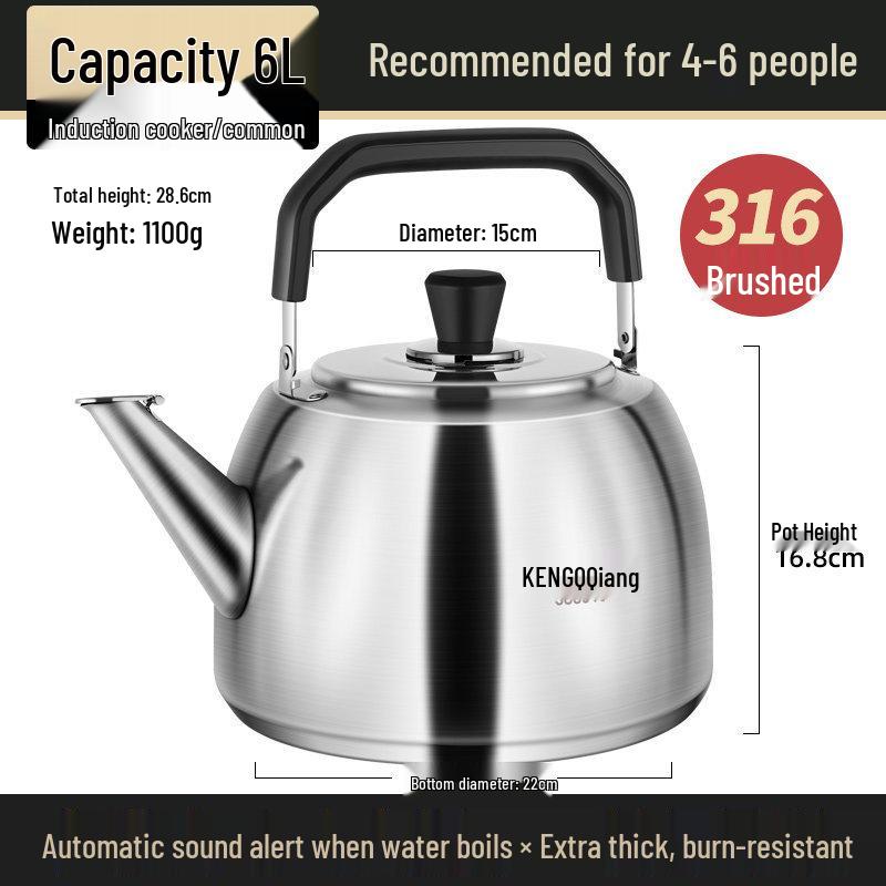 316 Stainless Steel Whistling Stovetop Kettle for Household Use