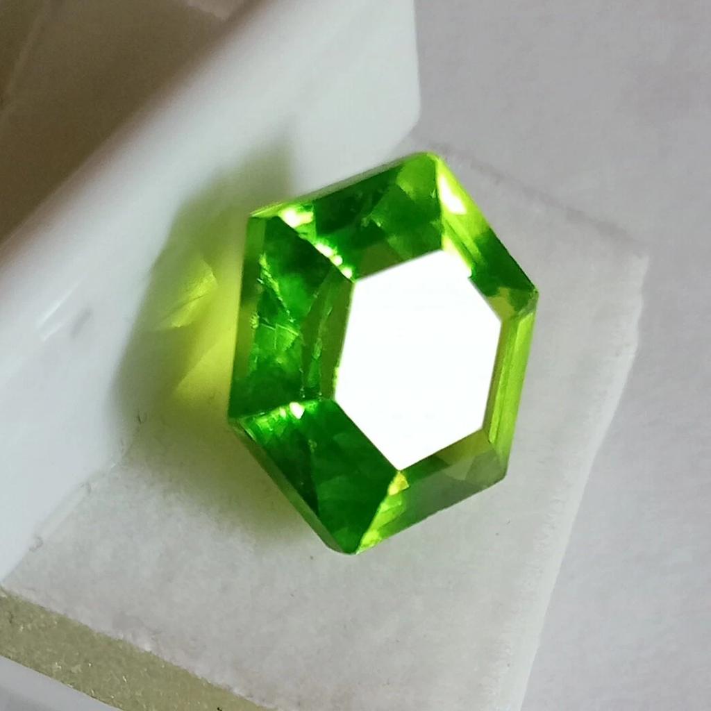 Certified Natural Peridot Green Fancy Hexagon Cut 10+ Ct Fabulous Gemstone