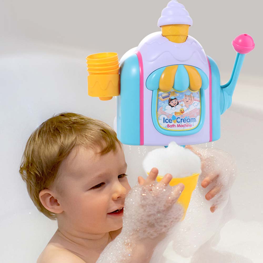 Powerful Suction Ice Cream Bubble Maker Delicate Kid Toys Bath Ice Cream Foam Machine Summer