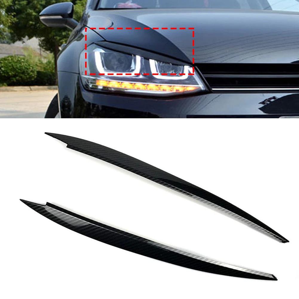 2PCS Car Headlight Eyebrow Eyelid Cover Trim ABS Carbon Fiber Eye-catching For VW Golf 7 VII GTI GTD R MK7 2013-2017