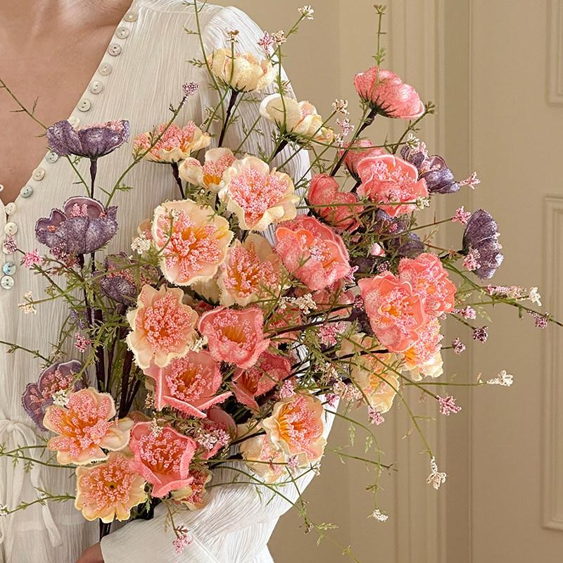 Pink Butterfly Flower Artificial Silk Flowers Wedding Party Fake Flower Decor Dining Table Decoration Home Aesthetic Art