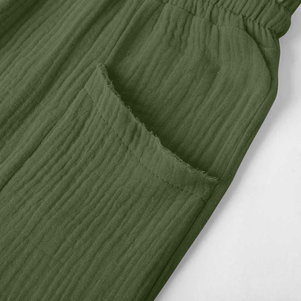 Women's Summer 3/4 Trousers  Summer Trousers With Pockets Causal Loose Trousers Fabric Trousers Sport Leisure Beach Trousers