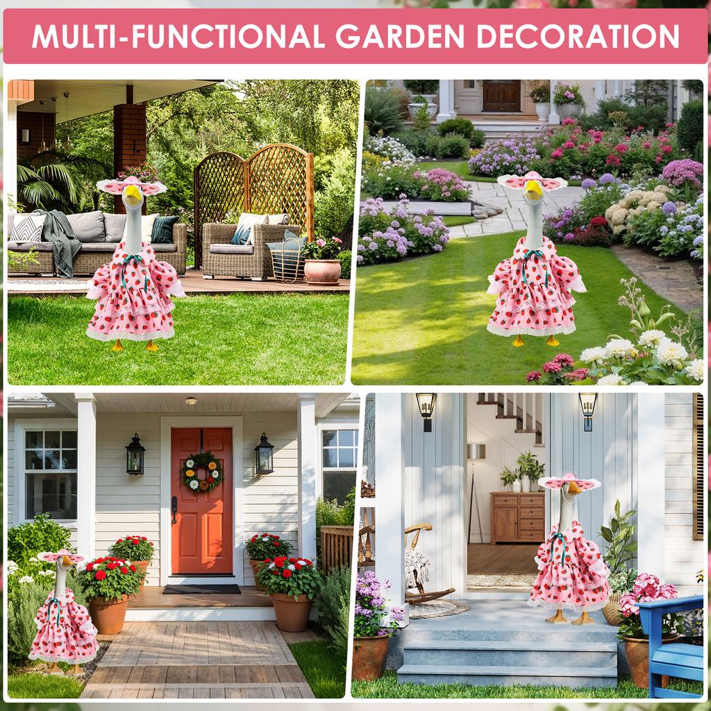 2026 Obleček pro husu na verandu Soška husy Sukně Klobouk Oblečení Roztomilý Vtipný Venkovní Dekorace dvora, trávníku, terasy Kostým husy na verandu