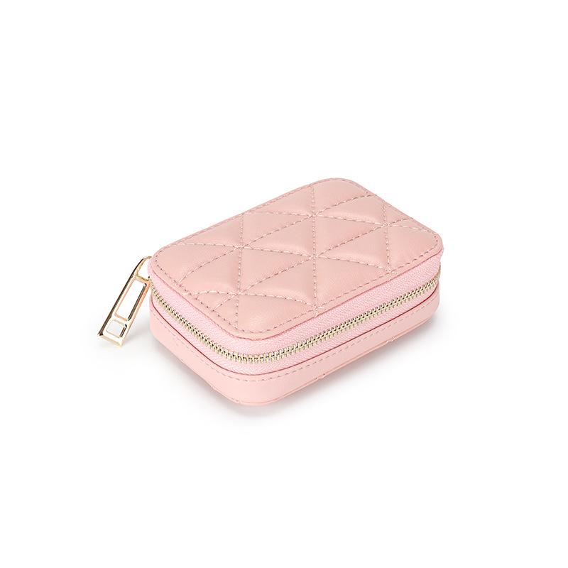 Leather makeup mouth red envelope women's new first-layer cowhide portable mirror cosmetic bag versatile storage small zipper bag