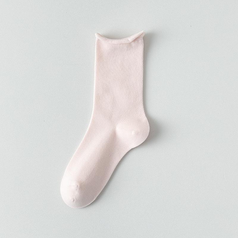 Female Spring and Autumn Pure Cotton Sweat Absorbing Boneless Loose Mouth In The Tube Pile Socks