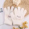 Smile Face Printing Gloves Mobile Phone Touchscreen Knitted Gloves Women Winter Thick Warm Adult Soft Mink Fluffy Gloves