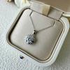 Vinregem 100% 925 Sterling Silver VVS1 3EX D Color 1CT 6.5 MM Real Moissanite Diamond Gemstone Flower Pendant Necklace Fine Jewelry GRA