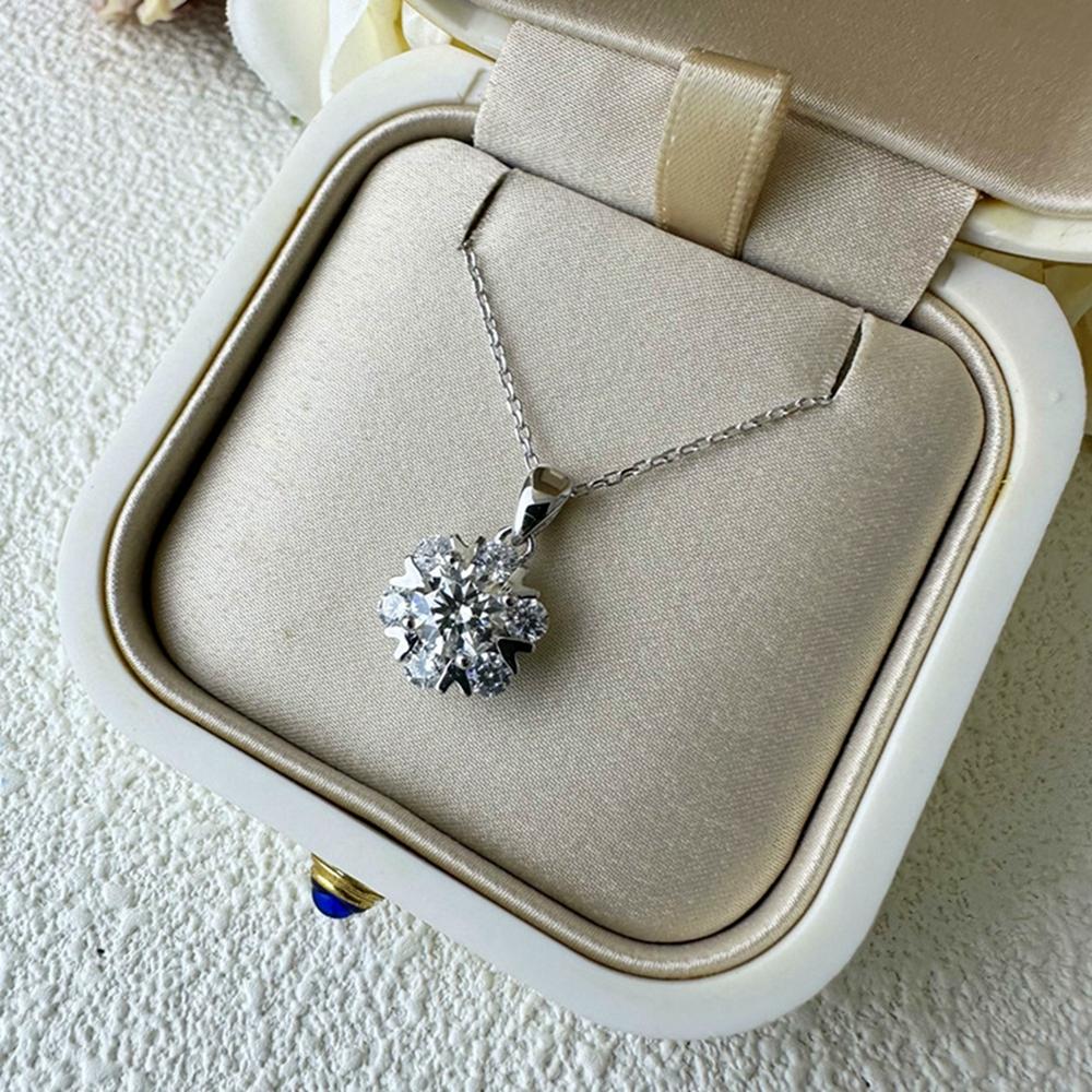Vinregem 100% 925 Sterlingsilber VVS1 3EX D Farbe 1CT 6,5 MM Echter Moissanit Diamant Edelstein Blume Anhänger Halskette Echtschmuck GRA