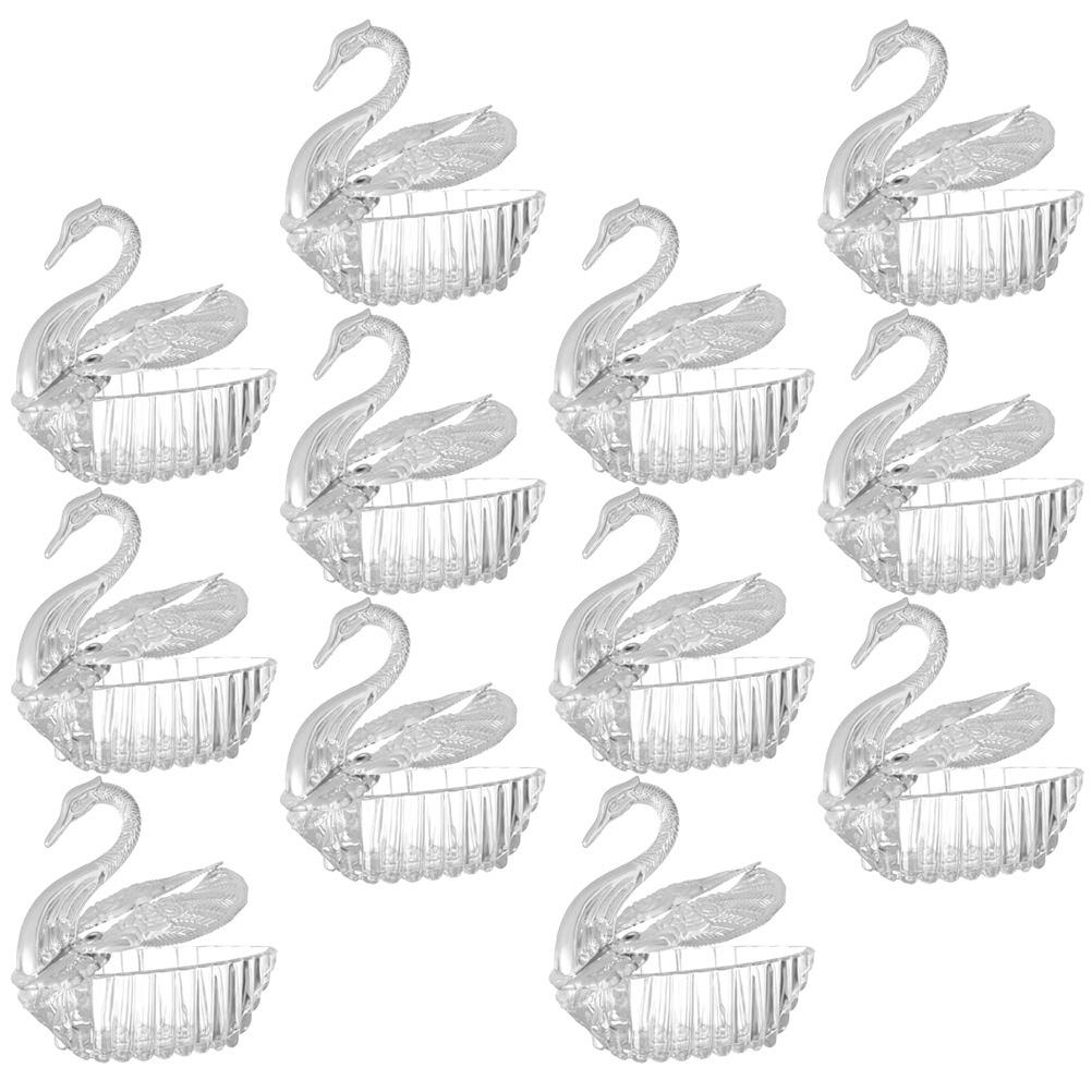 

12Pcs Plastic Candy Holder Elegant Swan Pattern Multi Use Box for Snacks Storage Party Decor Gift Packaging Solution other срібний