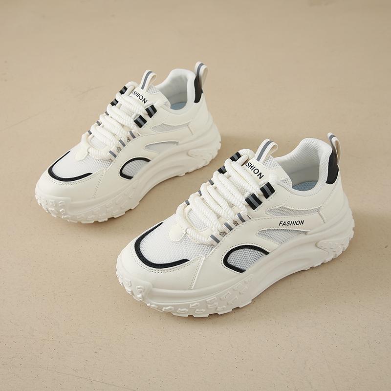 Women's Chunky Platform Sneakers Breathable Mesh Walking Shoes Fashion Casual Sports Ladies Lace Up Trainer Tennis