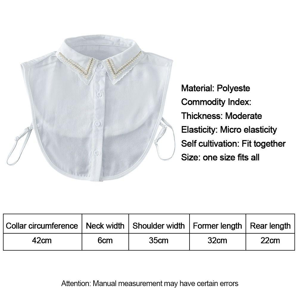 High-Quality Luxury Detachable Fake Collar Pearl Rhinestones Designs White Black Neckline Half Shirt