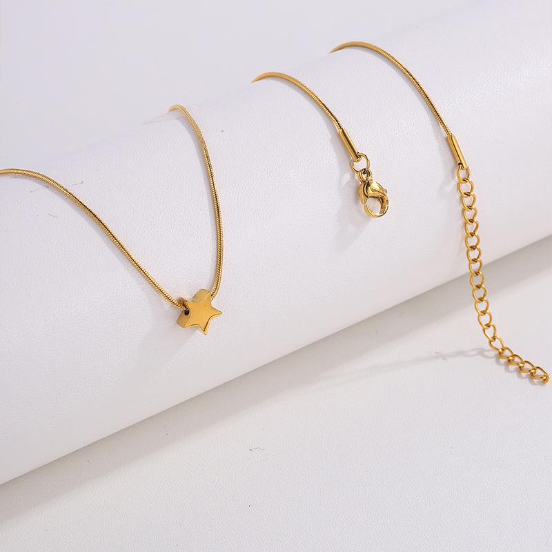 Small Love Heart Star Flower Charm Clavicle Chains Girl Neck  New Stainless Steel Snake Chains Choker Necklace for Women