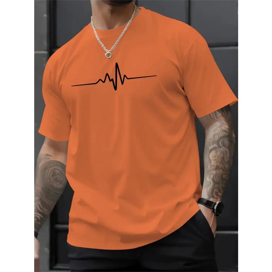 Creative Print Men's Fashionable Summer Crew Neck Short Sleeve Sports T-shirt, Comfortable And Versatile