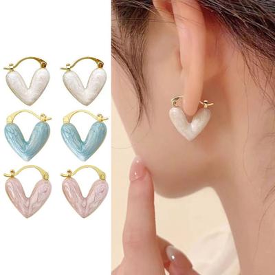 Women Earrings Heart Shape Anti-allergy Lightweight Stainless Huggie Earrings Lady Dangle Earrings Women