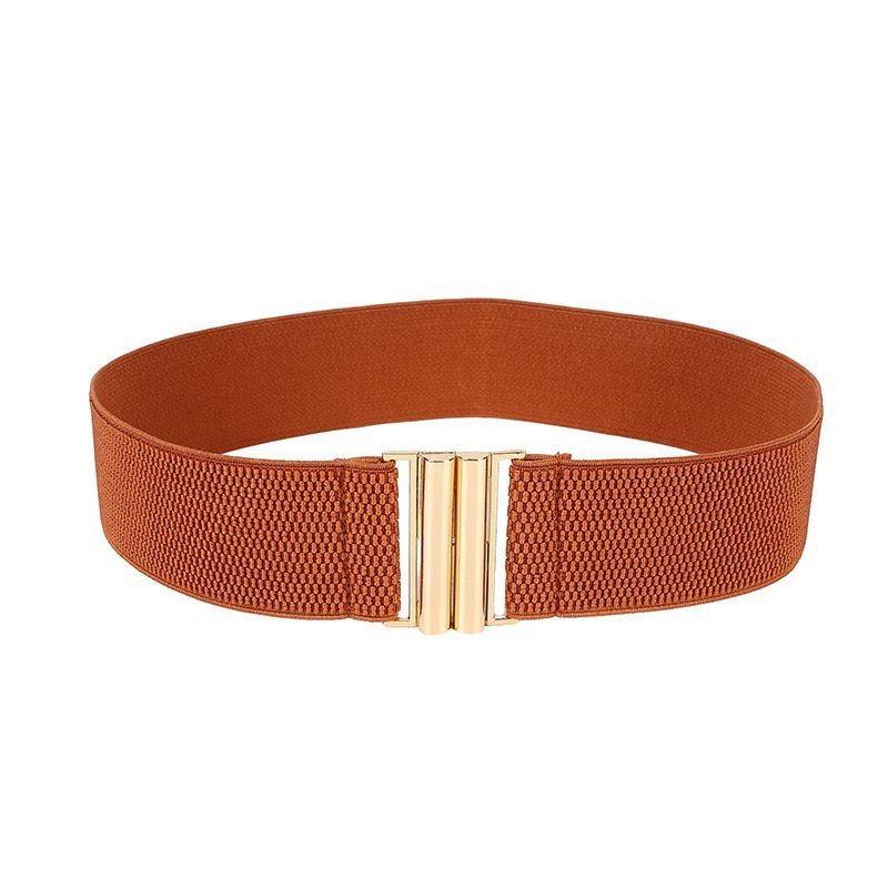 Fashionable Korean Style Women's Versatile Black And Purple Elastic Waist Belt For Dresses