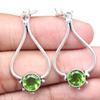 Peridot Quartz Gemstone Handmade Gift For Her Silver Jewelry Earrings 1.5''