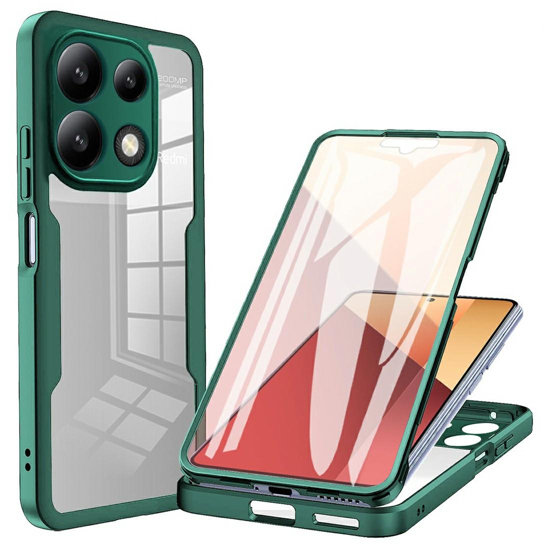

For Xiaomi Redmi Note 13 Pro 4G/Note 14S 4G Case Acrylic+TPU Clear Phone Cover with PET Screen Film Green