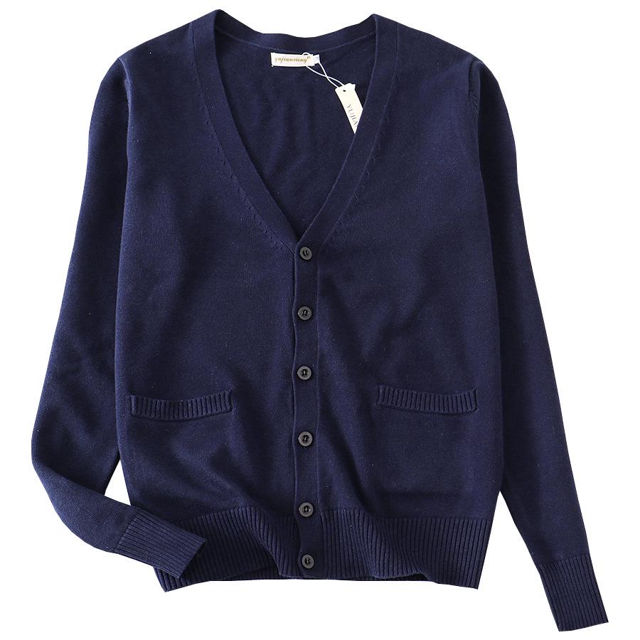 Japanese V-Neck Long Sleeve JK Uniform Cardigan - 7-Needle Thickened Sweater for Spring/Autumn