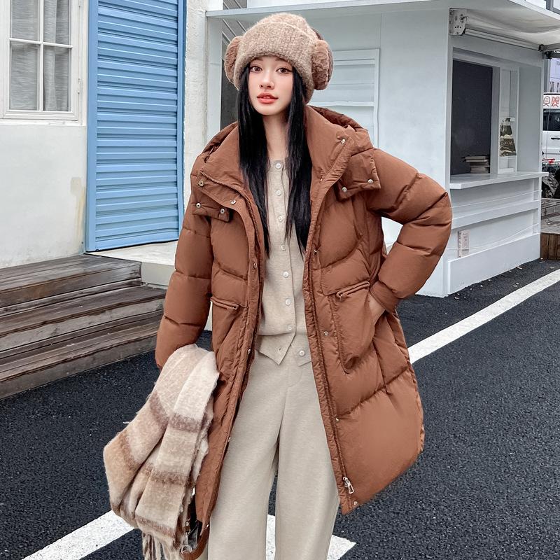 Women's down jacket medium and long thermal jacket winter thickened white goose down jacket trendy sweater