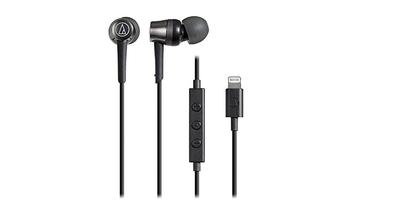 Fones de Ouvido Audio-Technica ATH-CKD3Li BK com Microfone, Cabo Lightning, 1,2m, Tipo Intra-auricular, Preto, Compacto