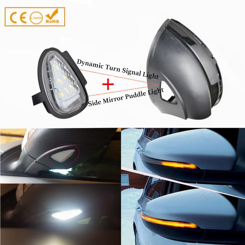 1/set Error Free LED Dynamic Side Rearview Mirror Blinker Indicator Sequentail Puddle Light For VW GOLF 6 MK6 GTI R32 Touran