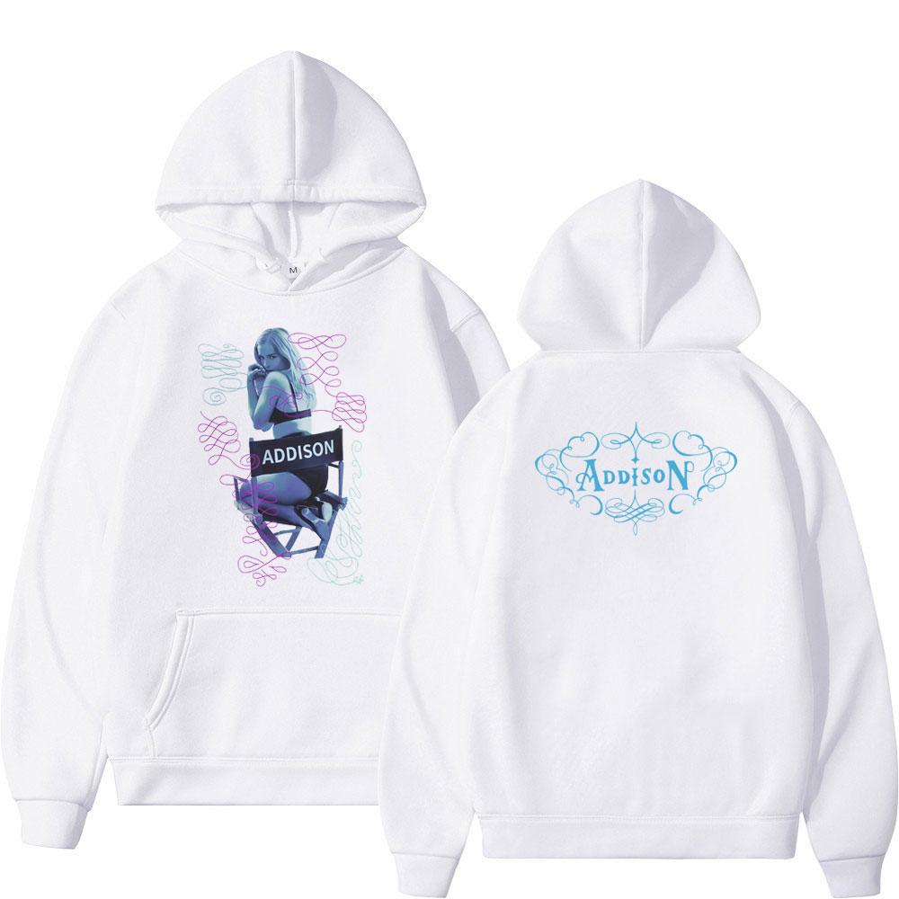 Addison Rae Double-sided Print Vintage Hoodies Men Women Oversized Fashion Clothing Long Sleeve Fashion Aesthetics Sweatshirts