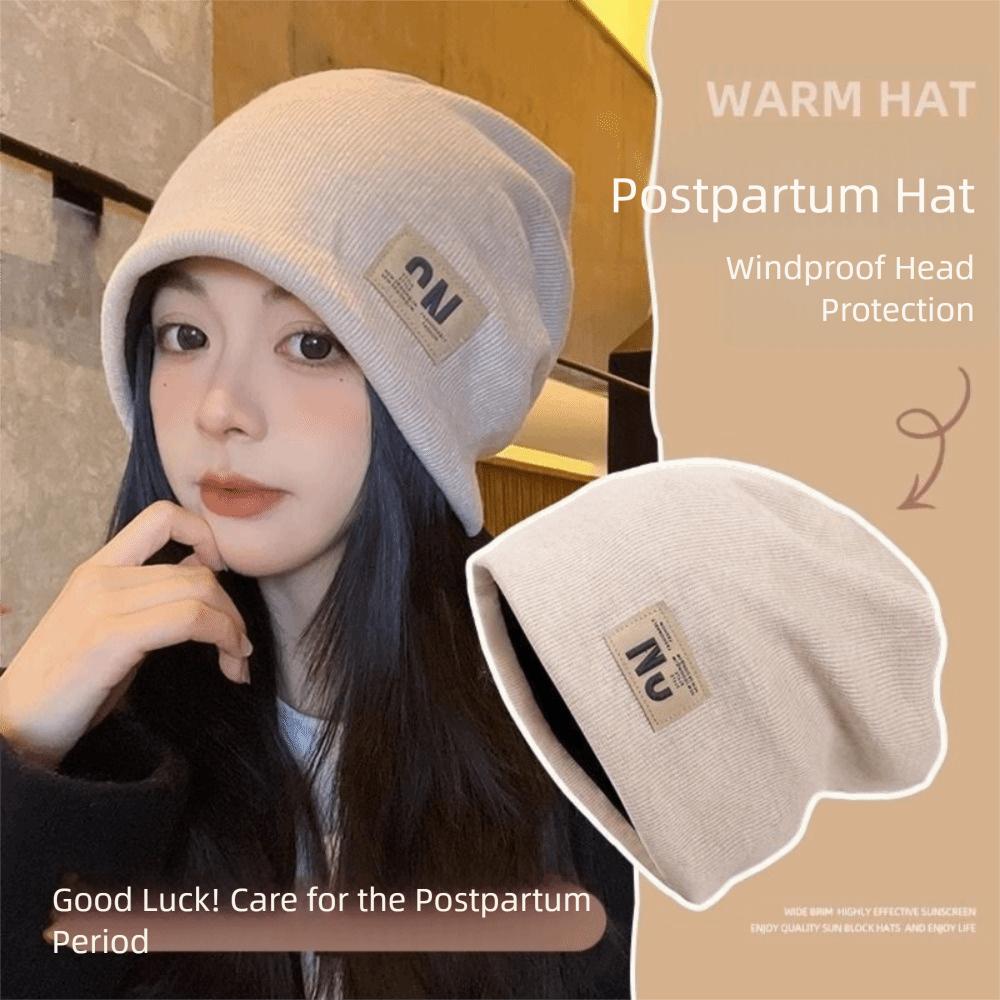 Coldproof Plush Beanies Hats Thickened Letter Pullover Hats Fashion Fleece Knit Beanies  Autumn