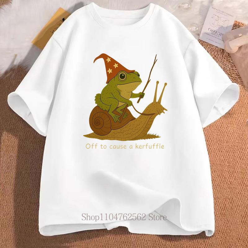 Magic Frog Cartoon Print Tshirts Unisex Women Clothing Summer Vintage Casual Fashion Oversized ONeck Short Sleeve Tops Tshirts