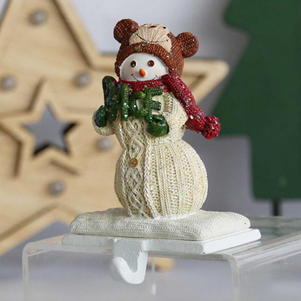 Stocking Hooks Resin Metal Stocking Hanger Snowman With Owl Little Bear Reindeer Heats Stocking Holder Christmas New Year Decor