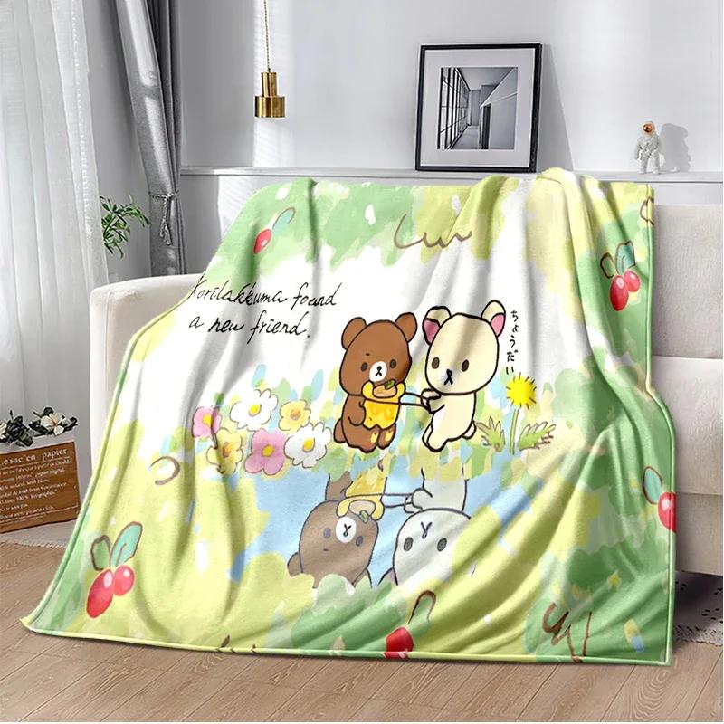 Cartoon Rilakkuma Anime Girls Throws Blanket for Baby Hiking Picnic Bed Super Soft Cute Kawaii Flannel Blanket Birthday Gift