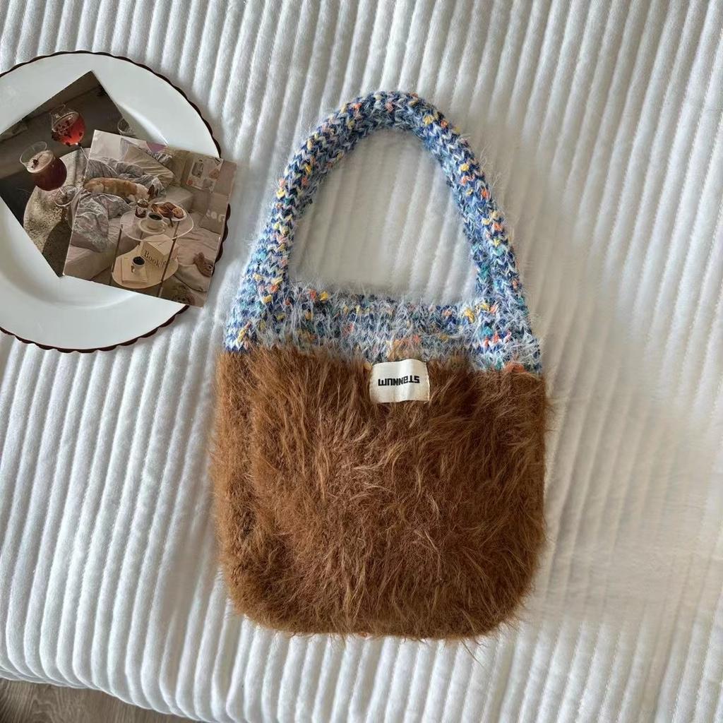 Handbags for Women Korean Knitting Fashi Spring Autumn Fashi Patchwork Girls Handbag