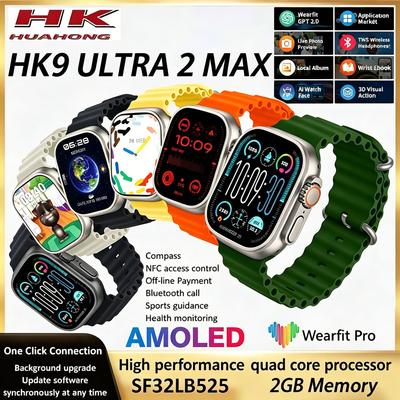 HK9 Ultra 2 Max Smartwatch Zegarek AMOLED Ultra2 ChatGPT NFC Inteligentny zegarek dla mężczyzn Ai Zegarek Twarz Kompas Wodoodporność