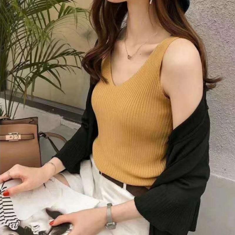 New Summer Women's Clothing, Ice Silk Knitted Vest, Women's Sleeveless Top, Slimming, Bottoming Suspender, Trendy Outer Wear