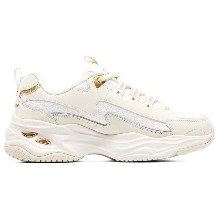 Skechers DLites 4.0 Schnürung Bär Mesh Leder Dicke Sohle Stoßdämpfend Langlebig Erhöhte Höhe Niedriger Schaft Dad Sneaker Damen Sneaker Off-White 896147-OFWT