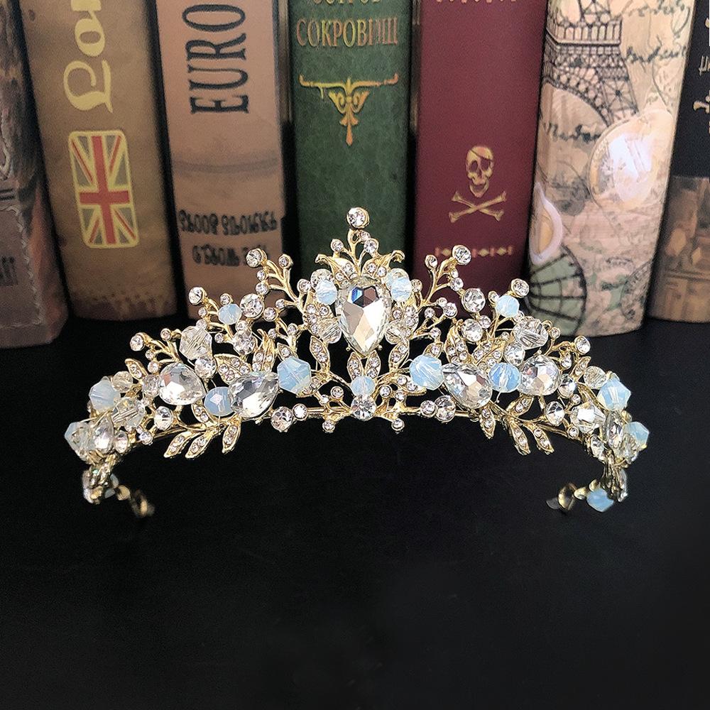 

Wedding Bridal Crown Handmade Beaded Crystal Headband Bridal Tiara Hair Accessories Birthday Crown Earrings Crown Matching